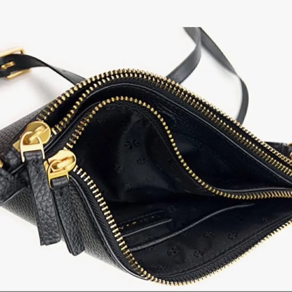 TORY BURCH DOUBLE ZIP SLIM CROSSBODY BAG AND GOLD HARDWARE